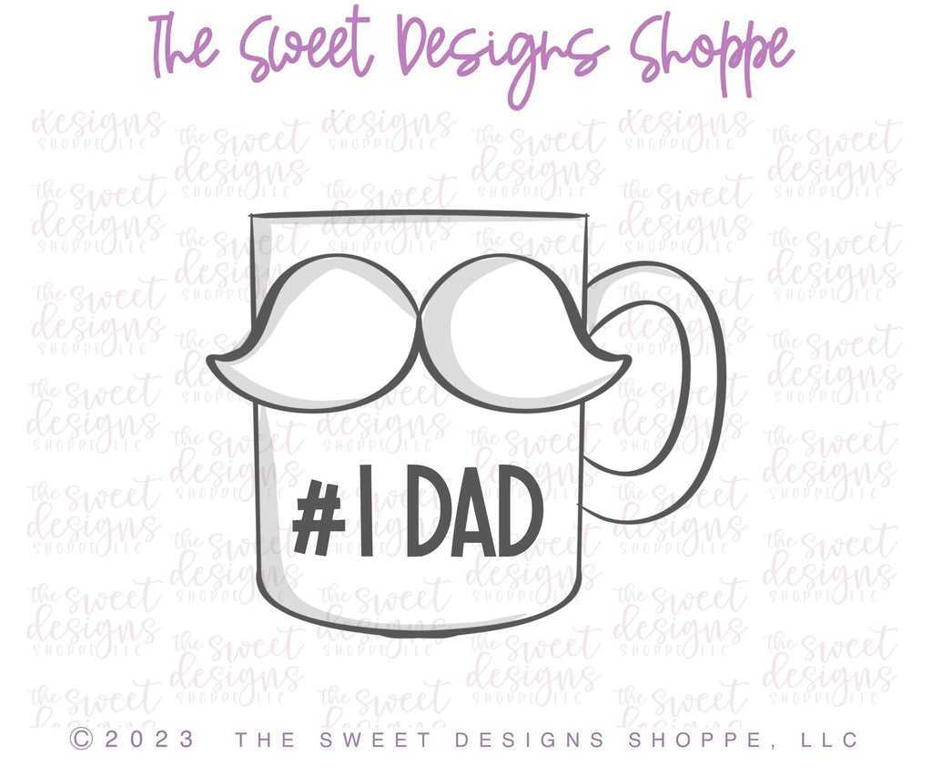 Cookie Cutters - Mug with Mustache - Cookie Cutter - The Sweet Designs Shoppe - - ALL, back to school, beverage, beverages, Coffee, dad, Father, Fathers Day, Food and Beverage, Food beverages, grandfather, kids, Kids / Fantasy, mug, mugs, Promocode, School, School / Graduation, school supplies, Teacher, Teacher Appreciation