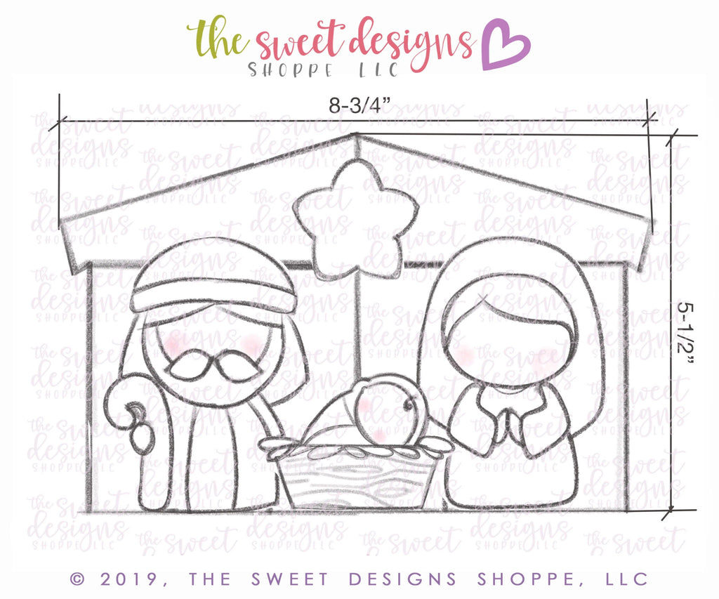 Cookie Cutters - Nativity Platter Set ( 5-1/2" Tall x 8-3/4" Wide) - Cookie Cutter(s) - The Sweet Designs Shoppe - TSDS - - ALL,Christmas,Christmas / Winter,Christmas Cookies,Cookie Cutter,Jesus,Promocode,regular sets,Set,sets,STL