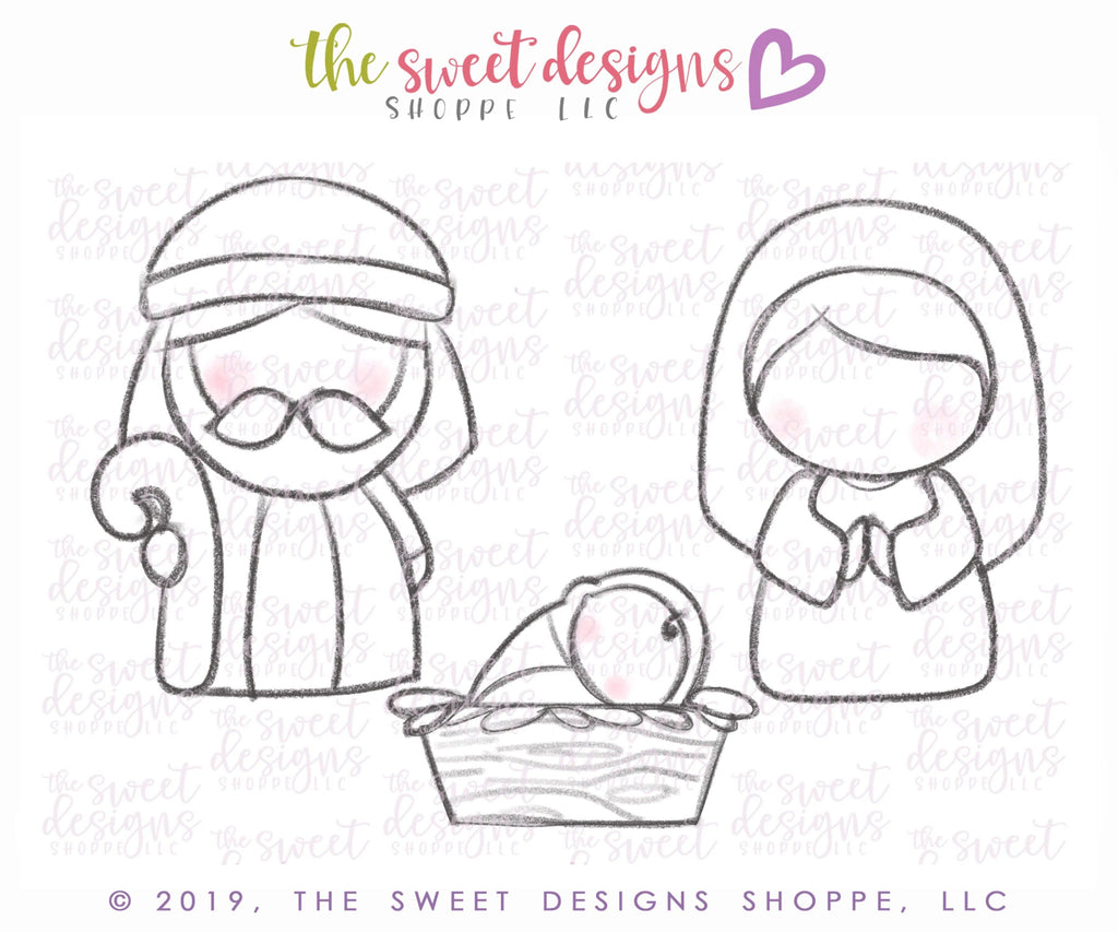 Cookie Cutters - Nativity Set - 3 Piece Set - Cookie Cutters - The Sweet Designs Shoppe - TSDS - - ALL,Christmas,Christmas / Winter,Cookie Cutter,Mini Set,Mini Sets,Promocode,regular sets,set,sets,STL