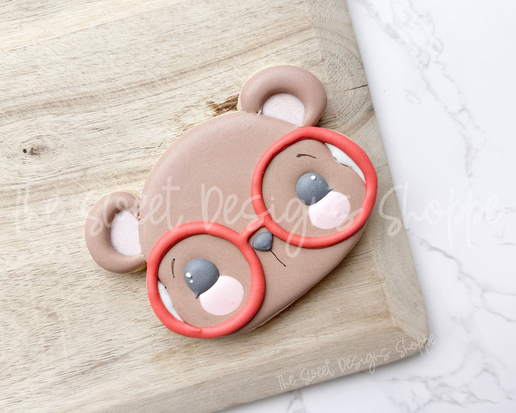 Cookie Cutters - Nerdy Bear - Cookie Cutter - The Sweet Designs Shoppe - TSDS - - ALL,Animals,back to school,Bear,bear face,Cookie Cutter,nerdy bear face,Promocode,School,School / Graduation,school supplies,STL