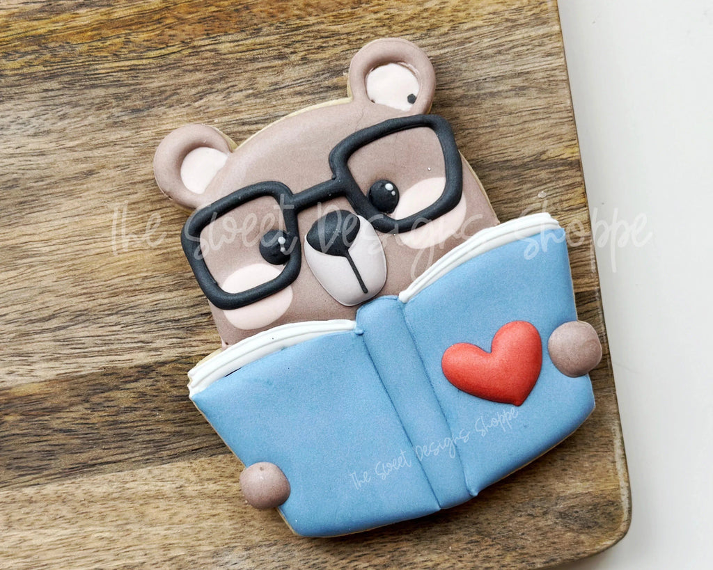 Cookie Cutters - Nerdy Bear with Books - Cookie Cutter - The Sweet Designs Shoppe - - ALL, Animal, bearwithbooks, books, chicks, Cookie Cutter, Grad, graduations, Lady Milk Stache, Lady MilkStache, LadyMilkStache, Promocode, School, school supplies, teacher