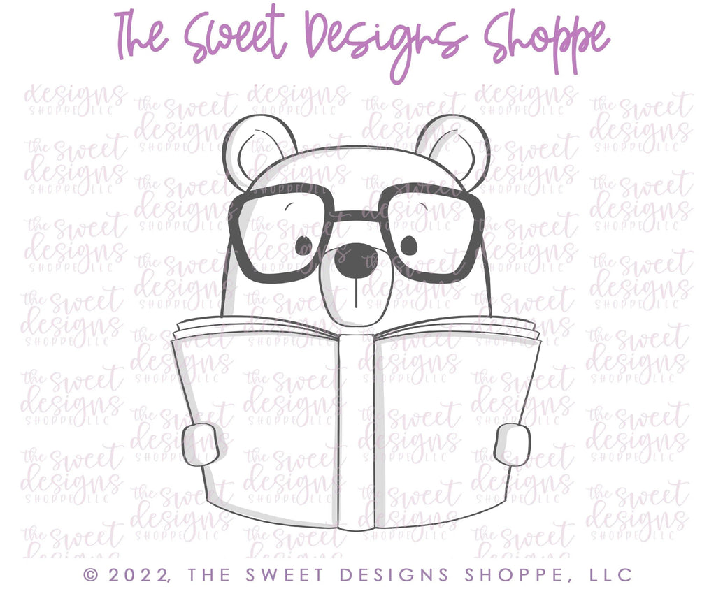 Cookie Cutters - Nerdy Bear with Books - Cookie Cutter - The Sweet Designs Shoppe - TSDS - - ALL,Animal,Animals,bearwithbooks,books,chicks,Cookie Cutter,Grad,graduations,Lady Milk Stache,Lady MilkStache,LadyMilkStache,Promocode,School,school supplies,teacher