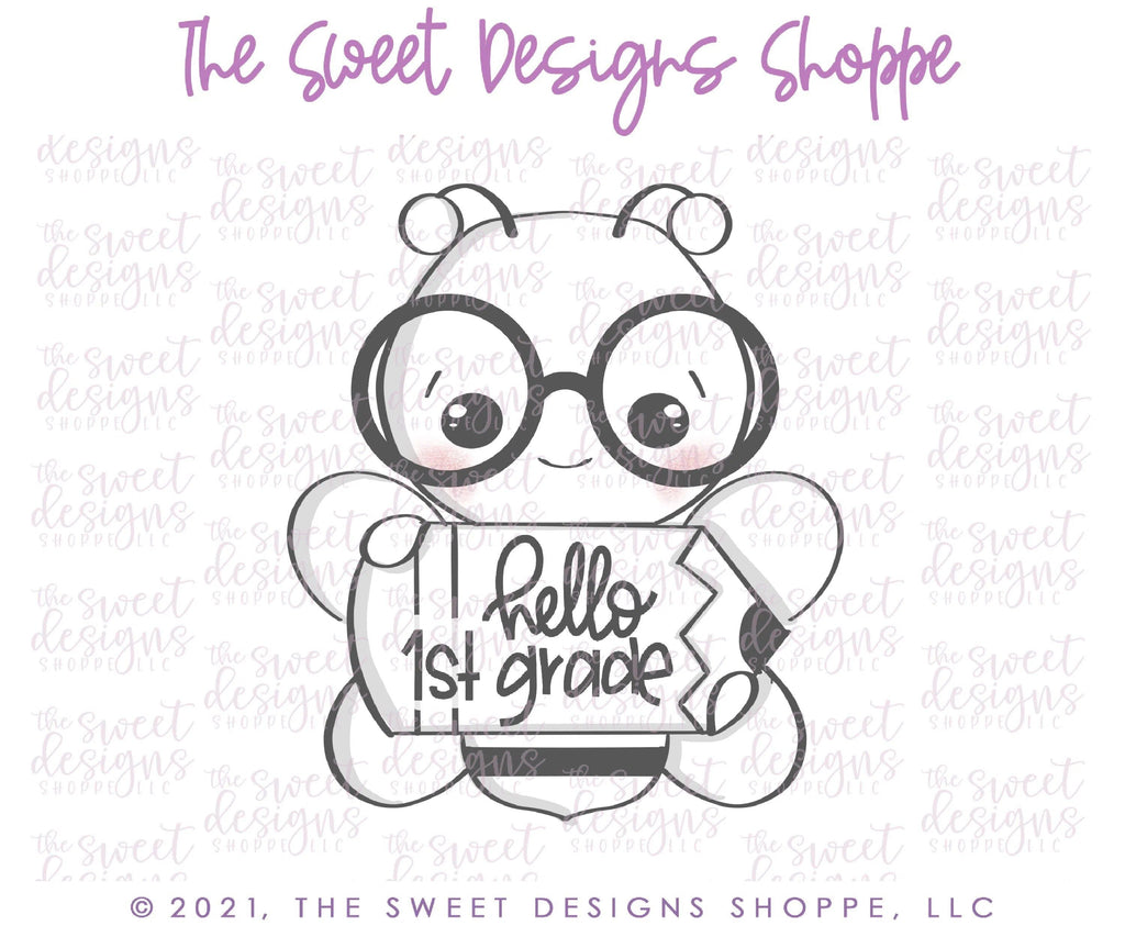 Cookie Cutters - Nerdy Bee with Pencil - Cookie Cutter - The Sweet Designs Shoppe - - ALL, Animal, Animals, Animals and Insects, back to school, Cookie Cutter, Grad, graduations, Promocode, School, School / Graduation, School Bus, school supplies