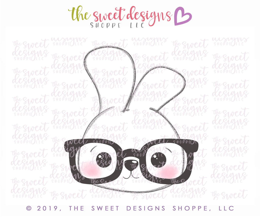 Cookie Cutters - Nerdy Bunny Face 2019 - Cookie Cutter - Sweet Designs Shoppe - - 2019, 2022EasterTop, ALL, Animal, Animals, Cookie Cutter, Easter / Spring, easter collection 2019, Promocode, Spring