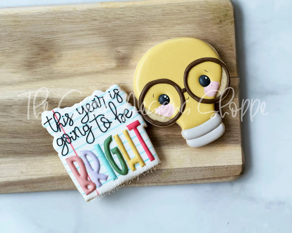 Cookie Cutters - Nerdy Cute Lightbulb & BRIGHT Plaque Cookie Cutter Set - 2 Piece Set - Cookie Cutters - The Sweet Designs Shoppe - - ALL, back to school, Cookie Cutter, Promocode, regular sets, School, School / Graduation, School Bus, school supplies, set, sets, Teacher, Teacher Appreciation