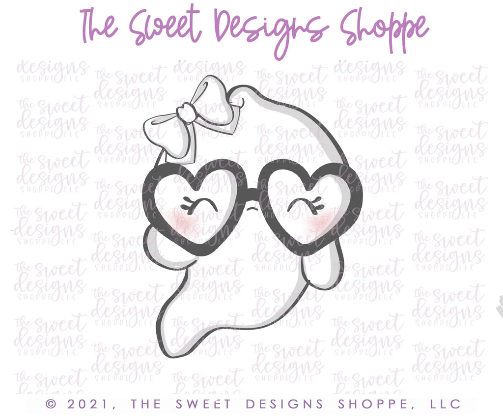 Cookie Cutters - Nerdy Heart Glasses Girly Ghost - Cookie Cutter - The Sweet Designs Shoppe - TSDS - - ALL,Boo,Cookie Cutter,Ghost,halloween,Promocode