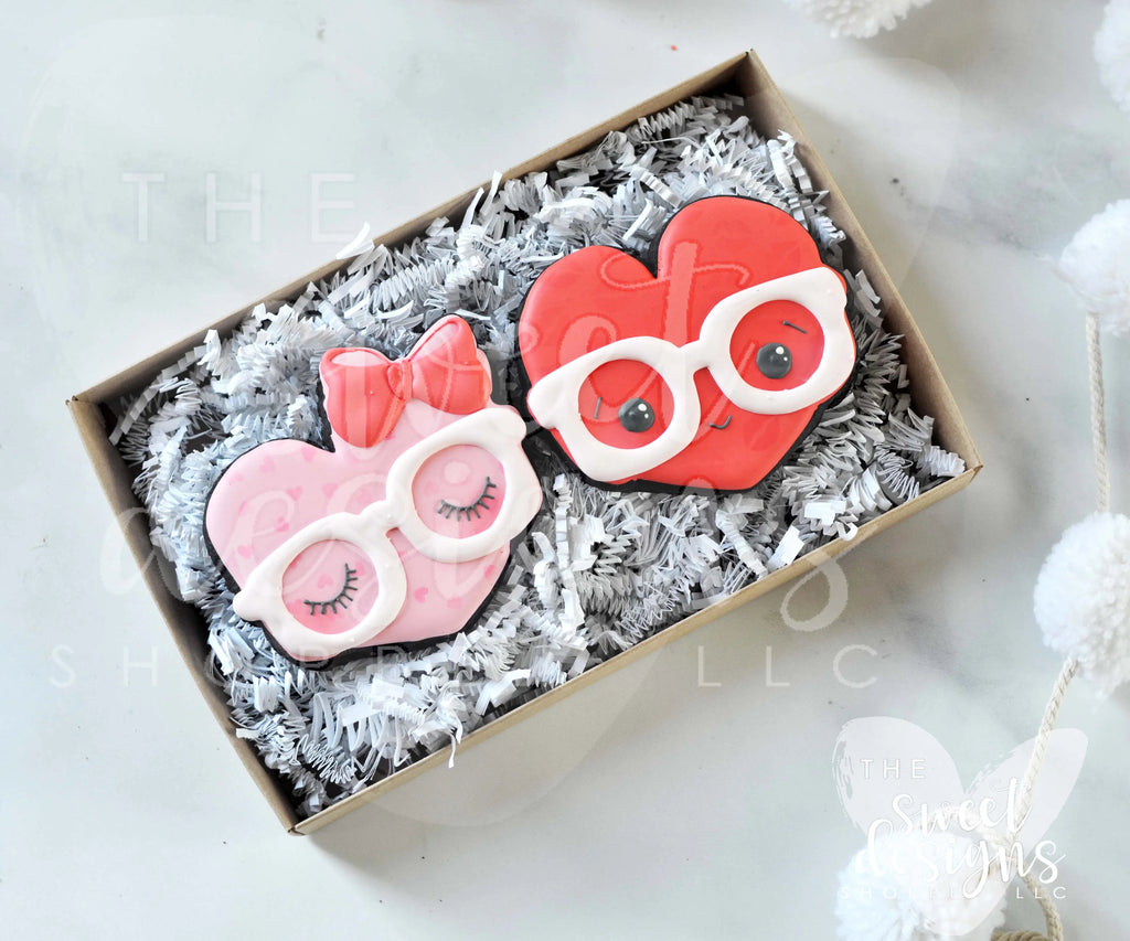 Cookie Cutters - Nerdy Hearts 2 Piece Set - Cookie Cutters - Sweet Designs Shoppe - - ALL, Cookie Cutter, Love, Mini Sets, Promocode, regular sets, set, sets, Valentine, Valentines, Valentines couples