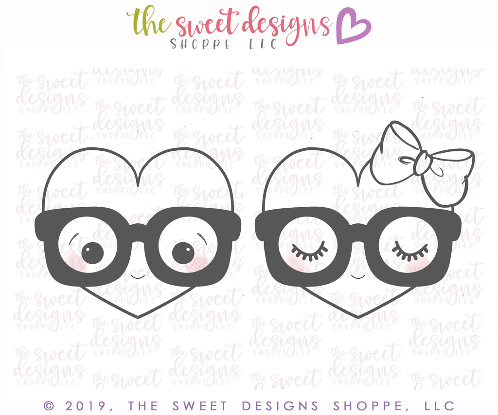 Cookie Cutters - Nerdy Hearts 2 Piece Set - Cookie Cutters - Sweet Designs Shoppe - - ALL, Cookie Cutter, Love, Mini Sets, Promocode, regular sets, set, sets, Valentine, Valentines, Valentines couples