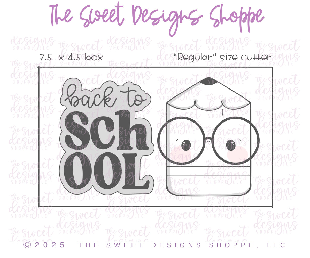 Cookie Cutters - Nerdy Pencil & Back to School Plaque Set - Set of 2 - Cookie Cutters - The Sweet Designs Shoppe - TSDS - - ALL,back to school,Cookie Cutter,Plaque,Plaques,PLAQUES HANDLETTERING,Promocode,regular sets,School,School / Graduation,school supplies,set,STL