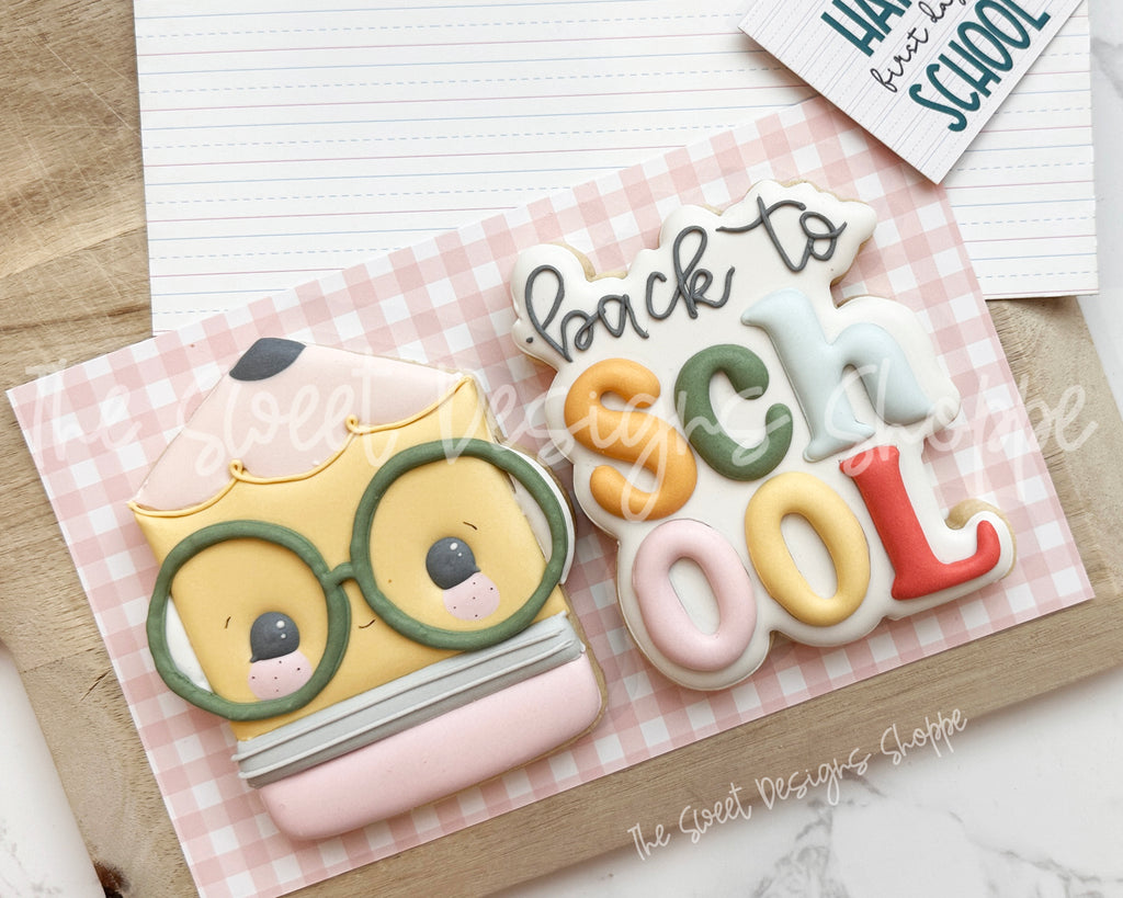 Cookie Cutters - Nerdy Pencil & Back to School Plaque Set - Set of 2 - Cookie Cutters - The Sweet Designs Shoppe - TSDS - - ALL,back to school,Cookie Cutter,Plaque,Plaques,PLAQUES HANDLETTERING,Promocode,regular sets,School,School / Graduation,school supplies,set,STL