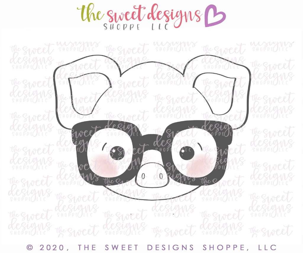 Cookie Cutters - Nerdy Pig - Cookie Cutter - The Sweet Designs Shoppe - - ALL, Animal, Cookie Cutter, farm, Promocode