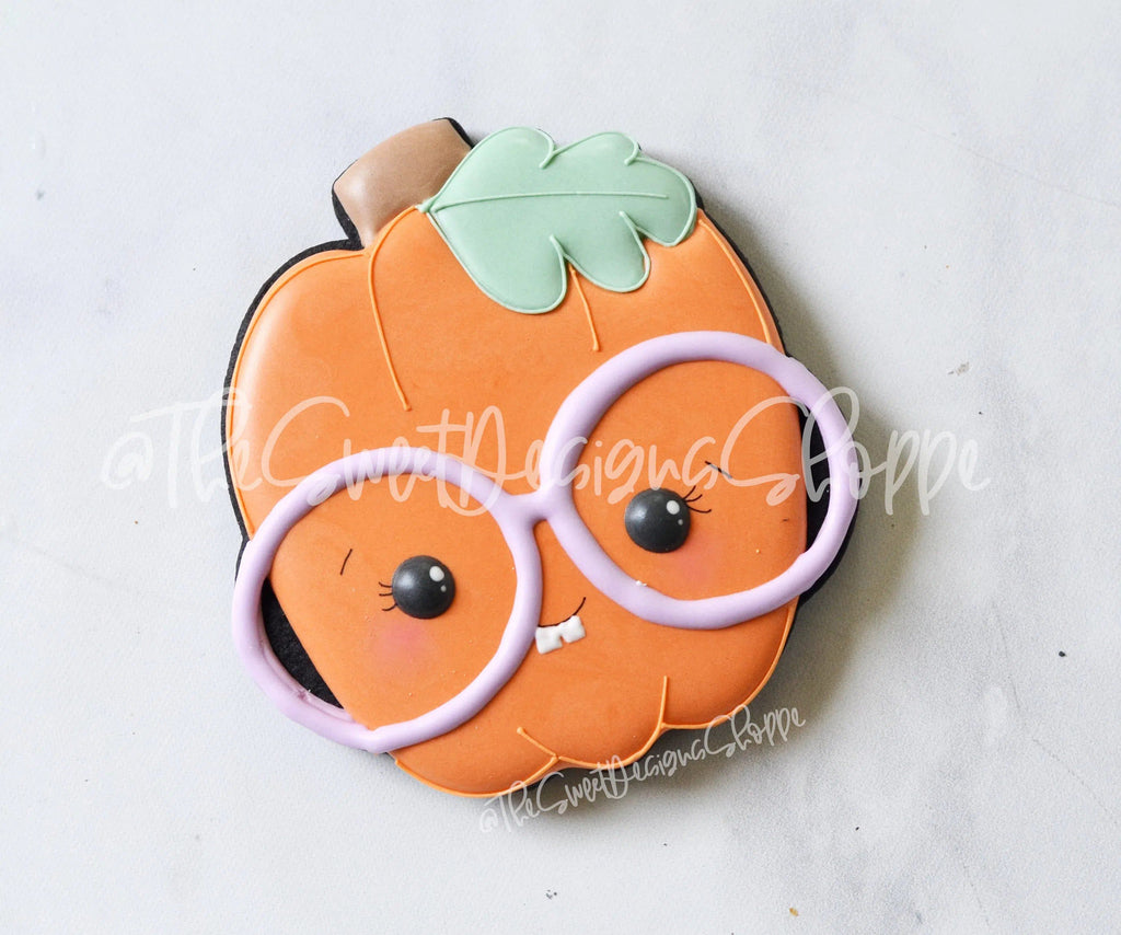 Cookie Cutters - Nerdy Pumpkin Round Glasses - Cookie Cutter - The Sweet Designs Shoppe - - ALL, Autumn, Cookie Cutter, Fall, Fall / Halloween, Fall / Thanksgiving, Food, Food & Beverages, Fruits and Vegetables, Halloween, Promocode, Pumpkin, thanksgiving