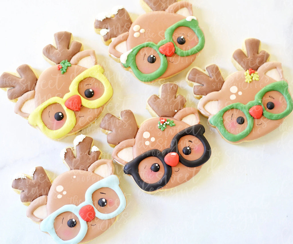 Cookie Cutters - Nerdy Reindeer Face - Cookie Cutter - The Sweet Designs Shoppe - TSDS - - ALL,Animal,Animals,Christmas,Christmas / Winter,Cookie Cutter,Hipster,Promocode,Raindeer,Rudolph,Winter