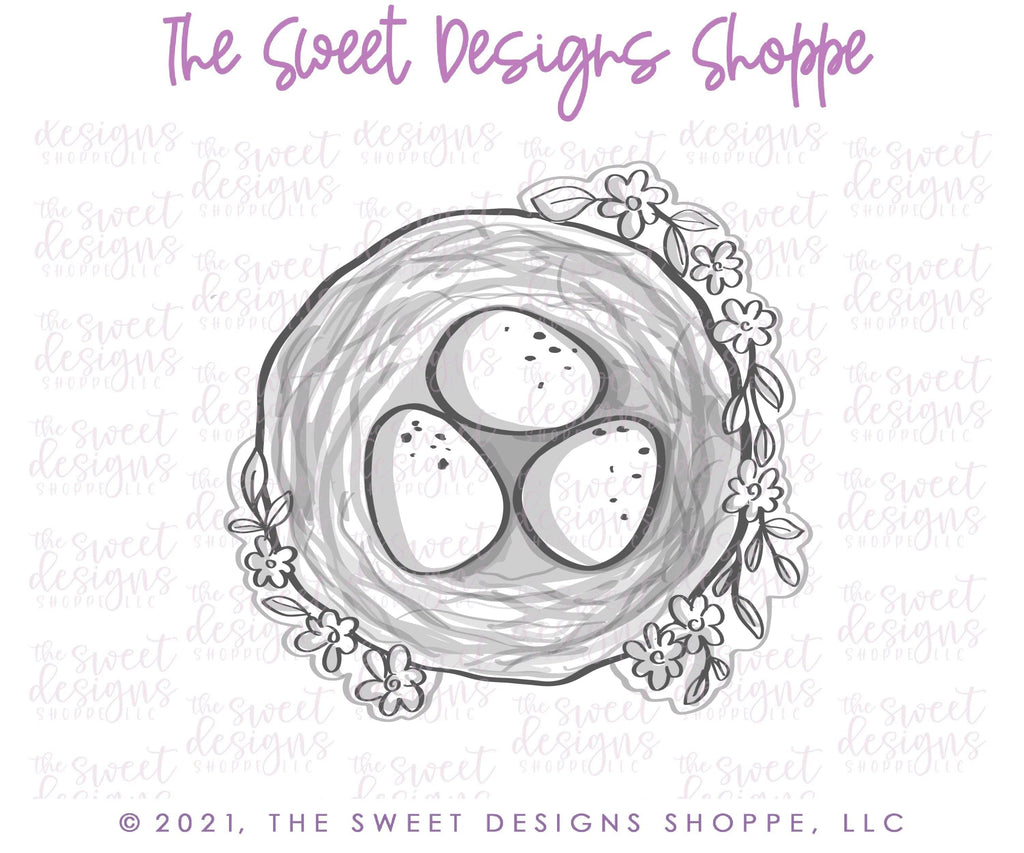 Cookie Cutters - Nest with Simple Flowers - Cookie Cutter - The Sweet Designs Shoppe - - ALL, Animal, Animals, Animals and Insects, bird, chick, chiken, Cookie Cutter, easter, Easter / Spring, egg, eggs, hen, nature, Promocode