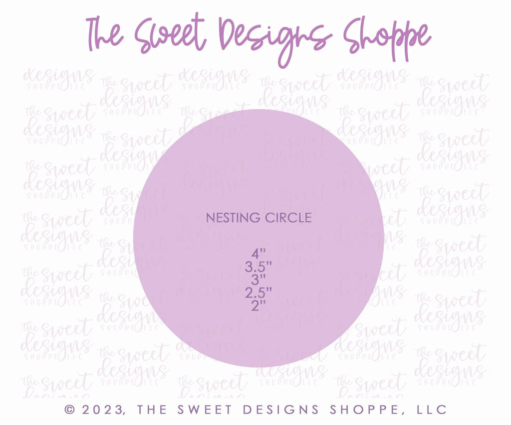 Cookie Cutters - Nesting Circle SET - Set of 5 Sizes - Cookie Cutters - The Sweet Designs Shoppe - Set of 5 Cutters - 4", 3.5", 3", 2.5". 2" Diameter Circle - ALL, basic, basic shapes, BasicShapes, circle, Cookie Cutter, happy face, Mini Sets, Plaque, Plaques, PLAQUES HANDLETTERING, Promocode, regular sets, set