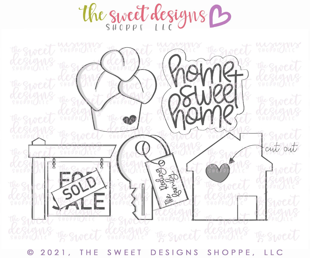 Cookie Cutters - New House Set - Cookie Cutters - The Sweet Designs Shoppe - TSDS - - ALL,Cookie Cutter,home,house,Mini Sets,Misc,Miscelaneous,Miscellaneous,Promocode,Real Estate,RealEstate,regular sets,set,STL