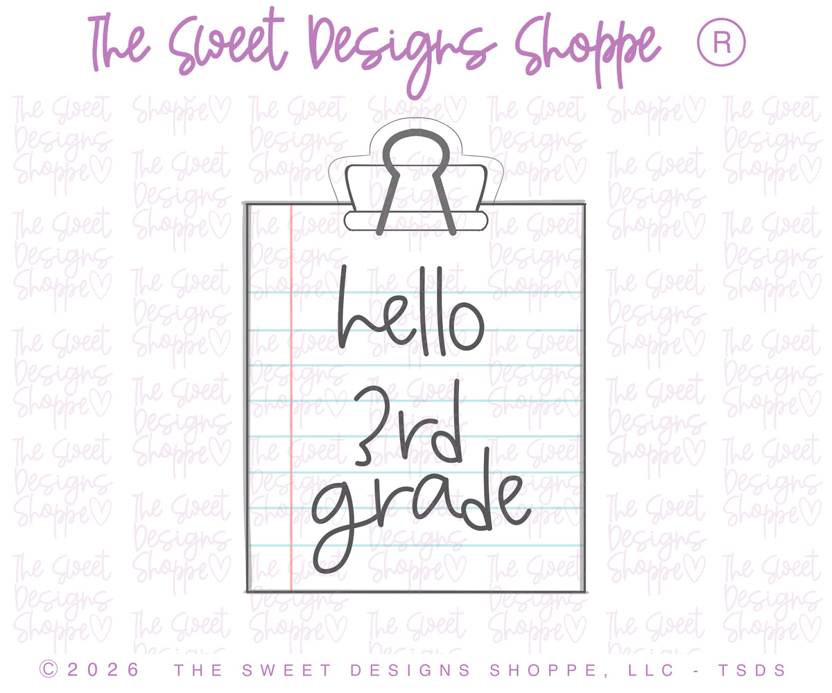Cookie Cutters - Note with Clip - Cookie Cutter - The Sweet Designs Shoppe - TSDS - - ALL,back to school,BTS,Cookie Cutter,note,note sheet,Promocode,School,School / Graduation,school note,school supplies,STL,Teacher Appreciation