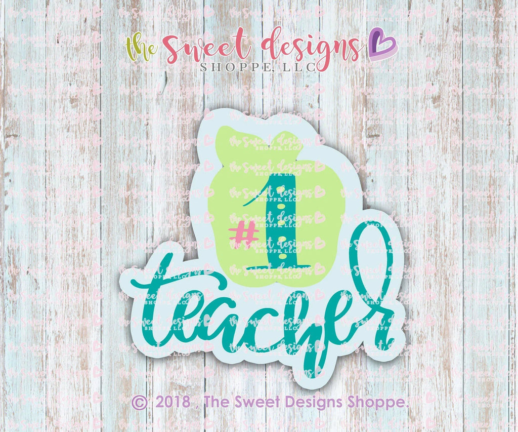 Cookie Cutters - Num 1 Teacher v2 - Cookie Cutter - The Sweet Designs Shoppe - - ALL, Cookie Cutter, Grad, graduations, Plaque, Promocode, school, School / Graduation