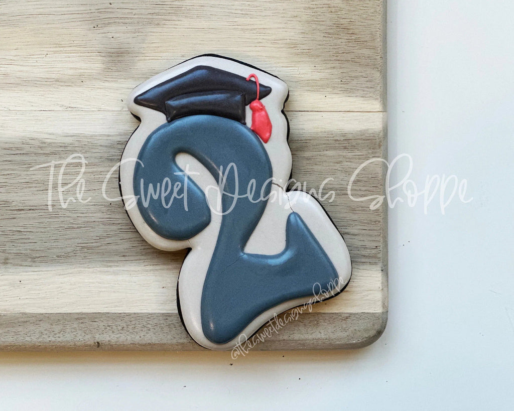 Cookie Cutters - Number 2 with Cap - Cookie Cutter - The Sweet Designs Shoppe - - ALL, back to school, Cookie Cutter, Font, Fonts, Grad, Graduation, graduations, letters and numbers, number, numbers, NumberSet, Promocode, School, School / Graduation, school supplies, Series020, text