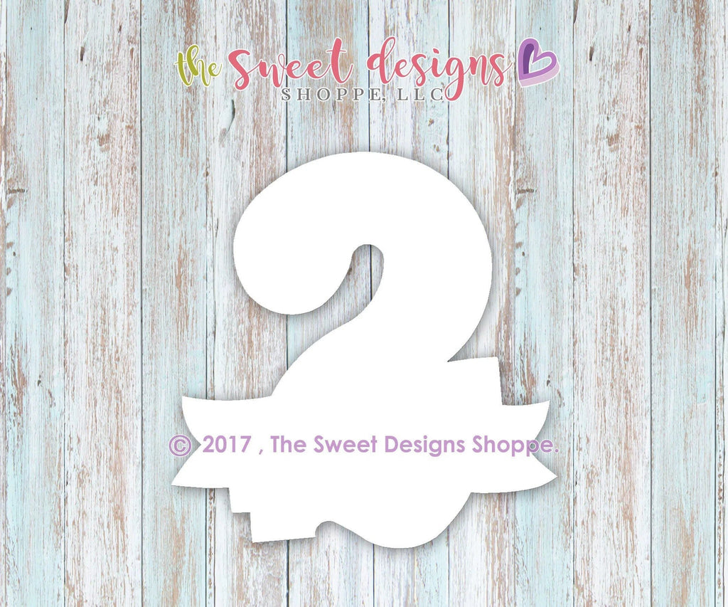 Cookie Cutters - Number 2 with Ribbon - Cookie Cutter - The Sweet Designs Shoppe - - #2, ALL, Birthday, Cookie Cutter, Fonts, Lettering, letters and numbers, number, NumberSet, Promocode, Ribbon