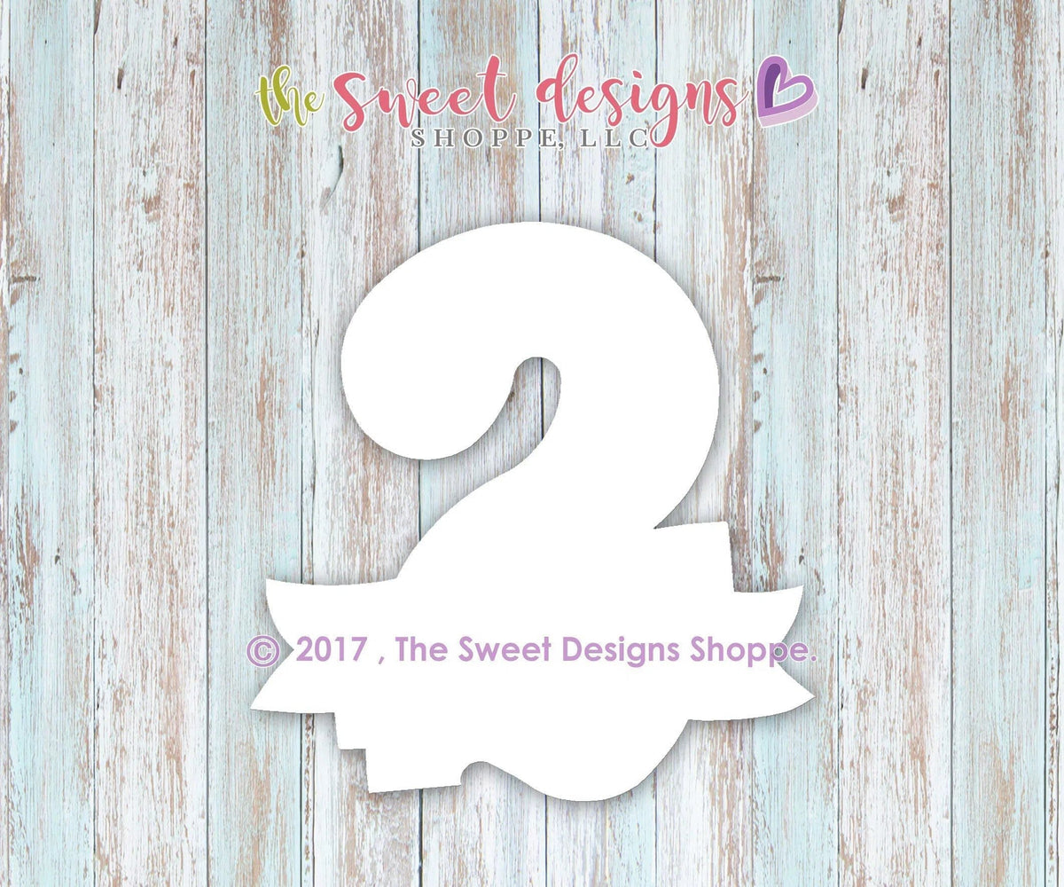 Cookie Cutters - Number 2 with Ribbon - Cookie Cutter - The Sweet Designs Shoppe - TSDS - - #2,ALL,Birthday,Cookie Cutter,Fonts,Lettering,letters and numbers,number,NumberSet,Promocode,Ribbon,STL
