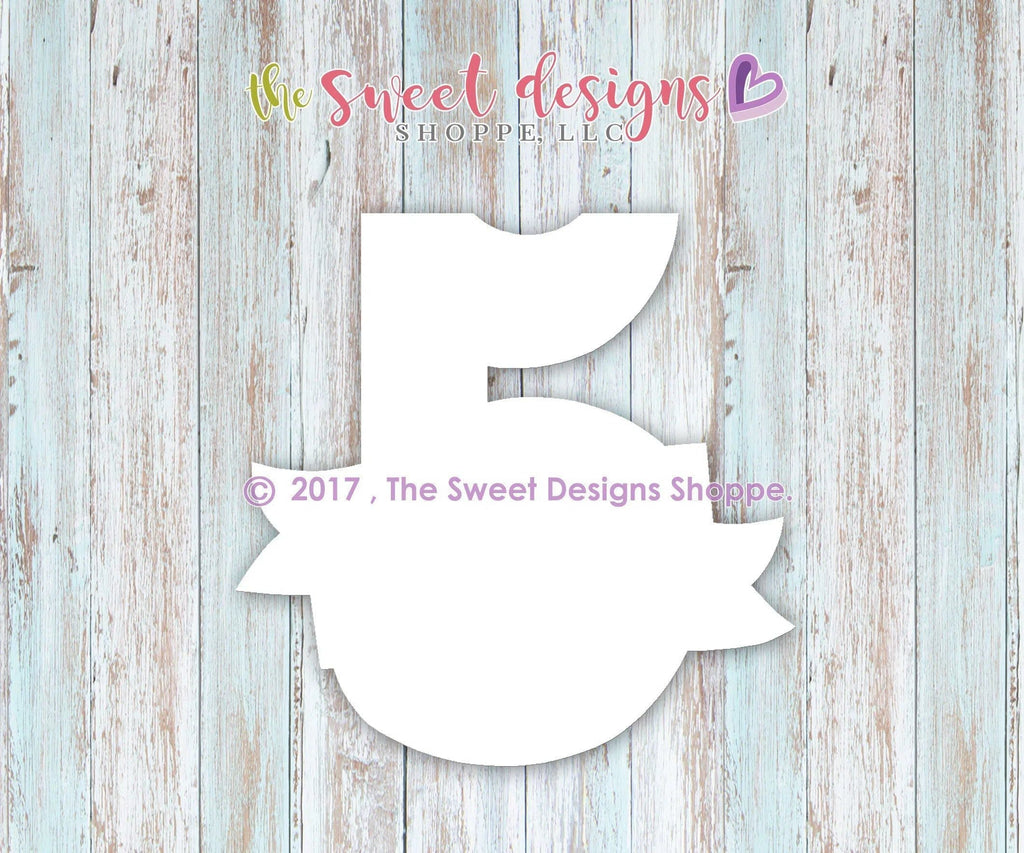 Cookie Cutters - Number 5 with Ribbon - Cookie Cutter - The Sweet Designs Shoppe - TSDS - - #5,ALL,Birthday,Cookie Cutter,Fonts,Lettering,letters and numbers,number,NumberSet,Promocode,STL