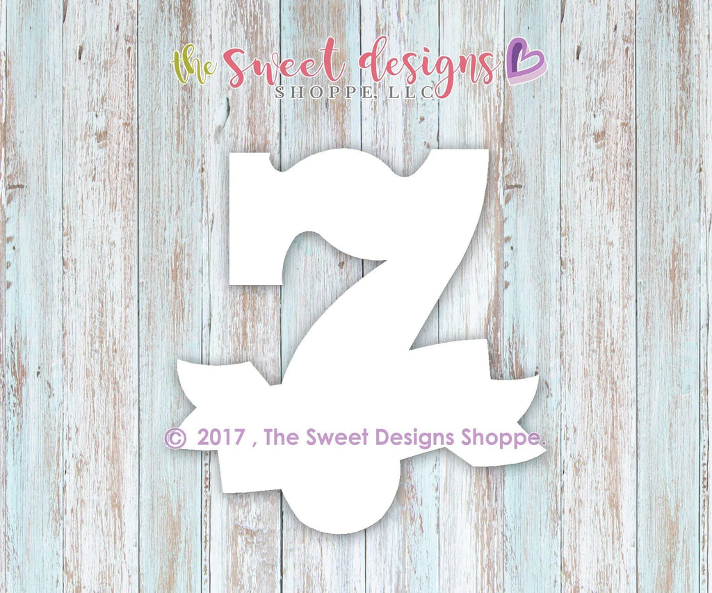 Cookie Cutters - Number 7 with Ribbon - Cookie Cutter - The Sweet Designs Shoppe - - #7, ALL, Birthday, Cookie Cutter, Fonts, Lettering, letters and numbers, number, NumberSet, Promocode, seven, siete