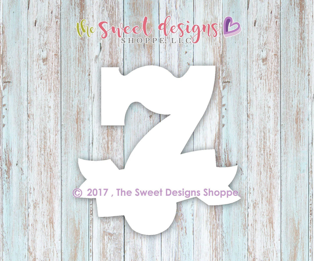 Cookie Cutters - Number 7 with Ribbon - Cookie Cutter - The Sweet Designs Shoppe - TSDS - - #7,ALL,Birthday,Cookie Cutter,Fonts,Lettering,letters and numbers,number,NumberSet,Promocode,seven,siete,STL