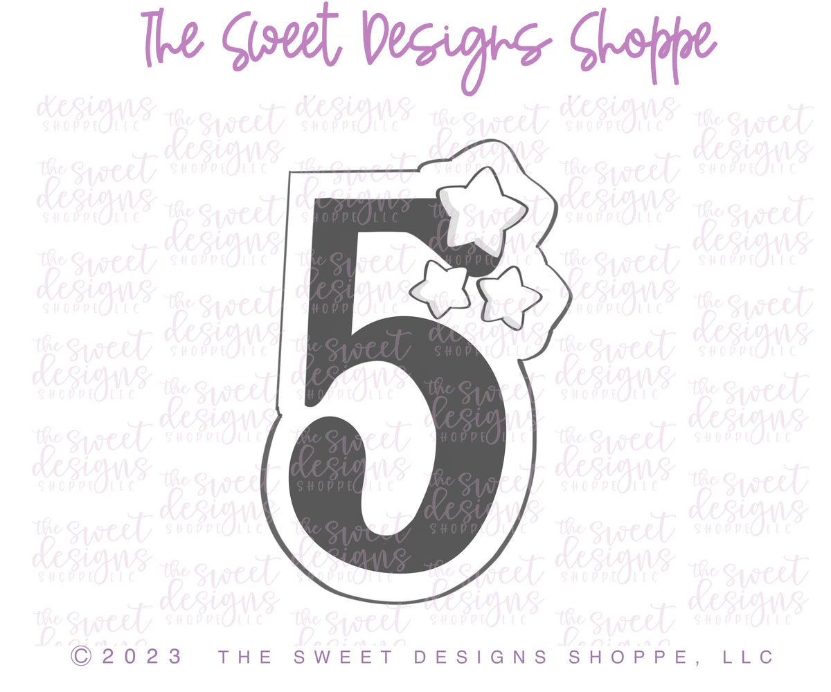 Cookie Cutters - Numbers with Stars Set - Set of 9 - Cookie Cutters - The Sweet Designs Shoppe - TSDS - - ALL,Birthday,Cookie Cutter,Customize,Font,Fonts,lettering,number,numbers,numberset,Promocode,regular sets,school,set,STL,text
