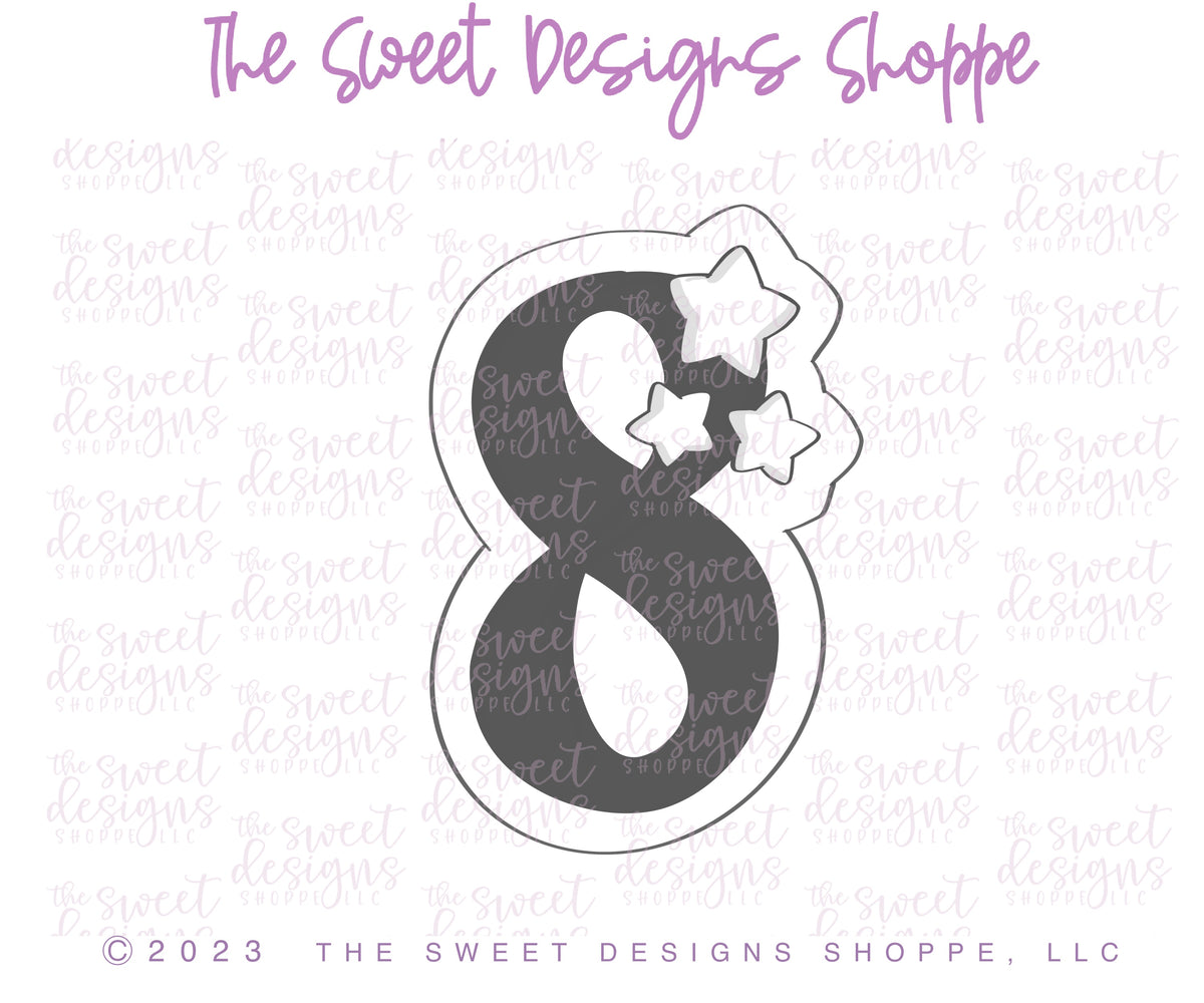 Cookie Cutters - Numbers with Stars Set - Set of 9 - Cookie Cutters - The Sweet Designs Shoppe - TSDS - - ALL,Birthday,Cookie Cutter,Customize,Font,Fonts,lettering,number,numbers,numberset,Promocode,regular sets,school,set,STL,text
