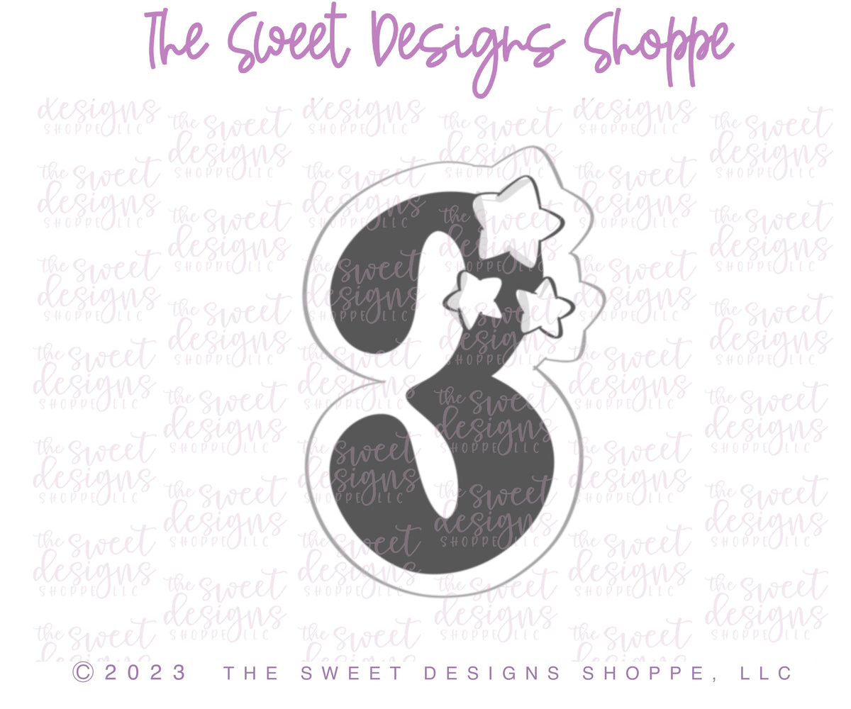 Cookie Cutters - Numbers with Stars Set - Set of 9 - Cookie Cutters - The Sweet Designs Shoppe - TSDS - - ALL,Birthday,Cookie Cutter,Customize,Font,Fonts,lettering,number,numbers,numberset,Promocode,regular sets,school,set,STL,text