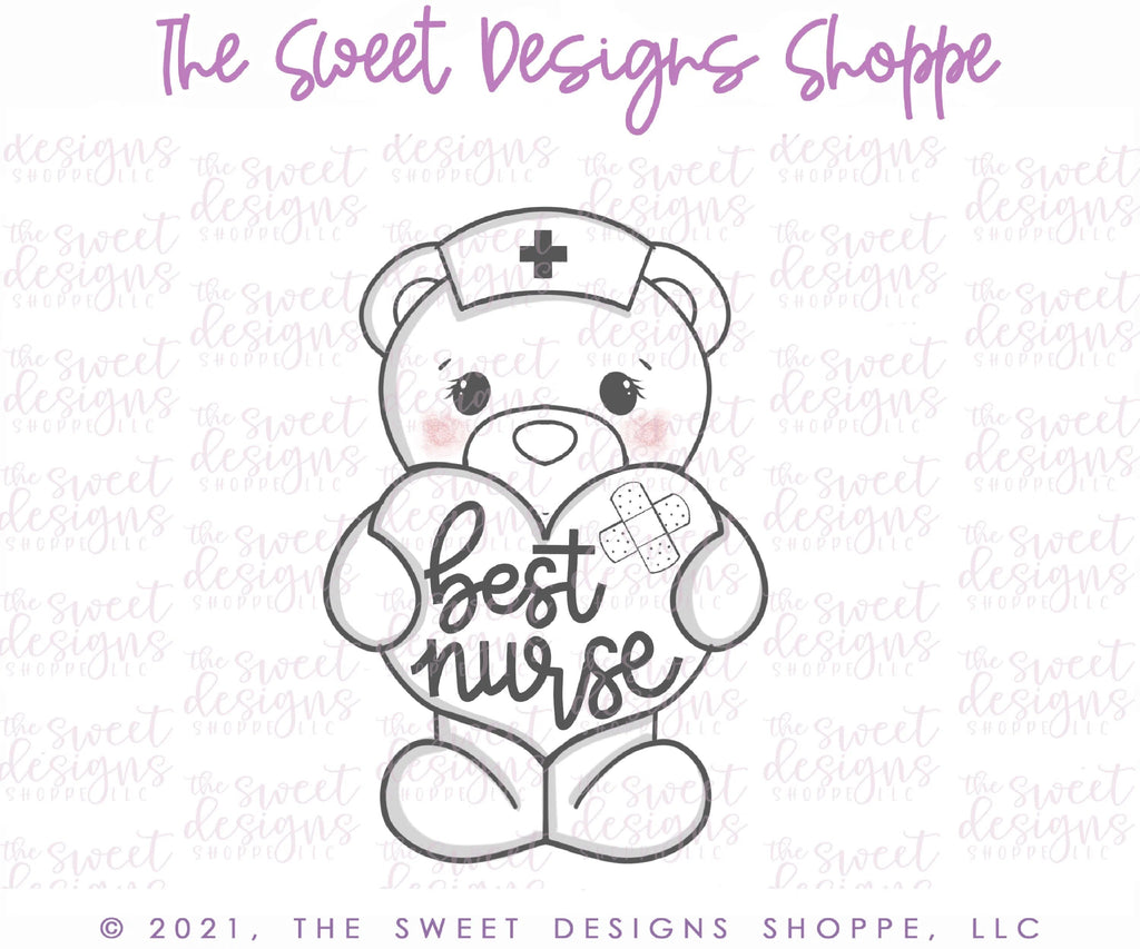 Cookie Cutters - Nurse Bear - Cookie Cutter - Sweet Designs Shoppe - - ALL, Animal, Animals, Animals and Insects, Cookie Cutter, MEDICAL, MEDICINE, Nurse, Nurse Appreciation, Promocode