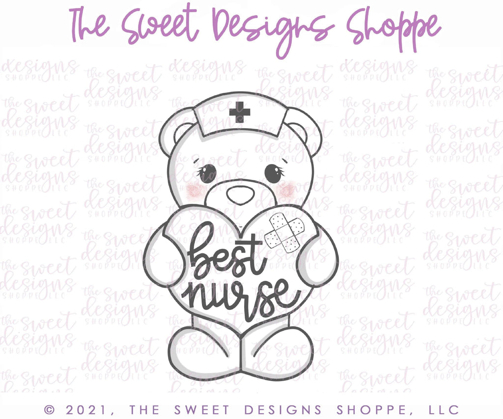 Cookie Cutters - Nurse Bear - Cookie Cutter - The Sweet Designs Shoppe - - ALL, Animal, Animals, Animals and Insects, Cookie Cutter, MEDICAL, MEDICINE, Nurse, Nurse Appreciation, Promocode