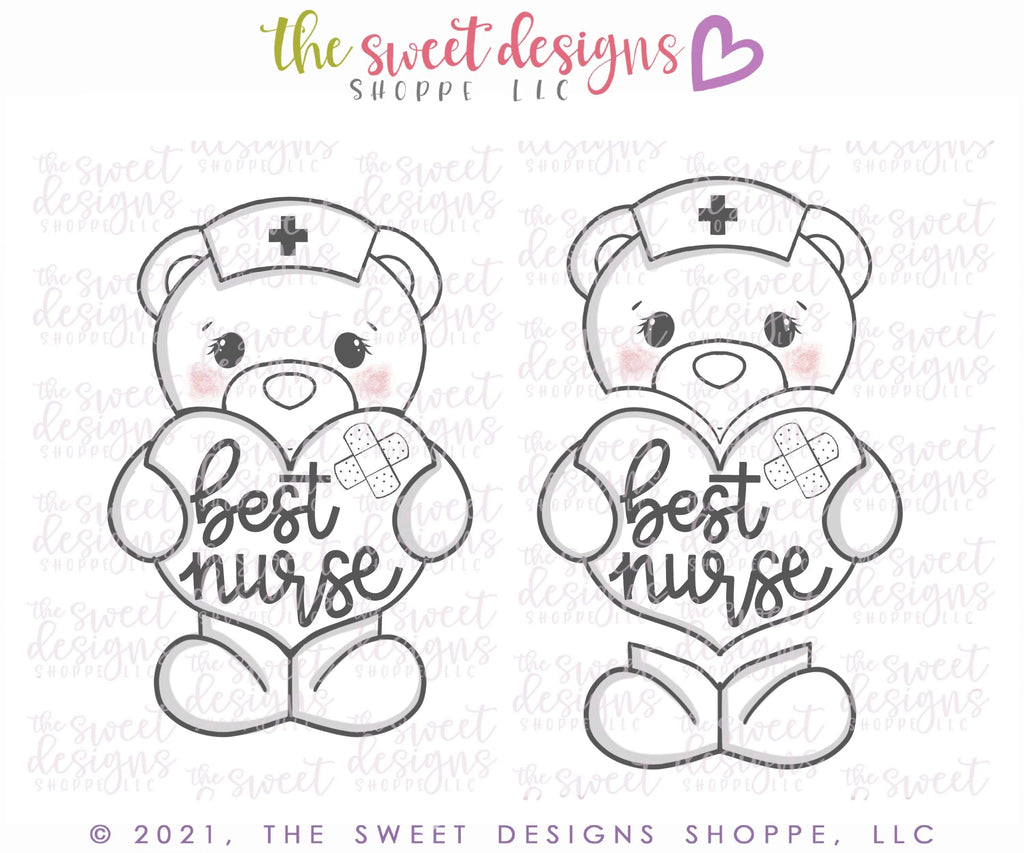 Cookie Cutters - Nurse Bear Set - Cookie Cutters - The Sweet Designs Shoppe - - ALL, Animal, Animals, Animals and Insects, Cookie Cutter, Mini Set, Mini Sets, Nurse, Nurse Appreciation, Promocode, regular sets, set, sets