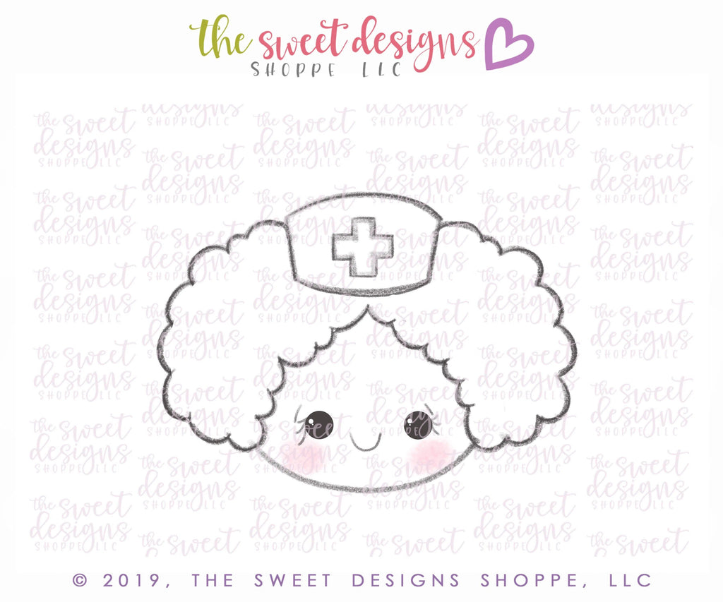 Cookie Cutters - Nurse Face - Curly Hair - Cookie Cutter - The Sweet Designs Shoppe - - 2019, ALL, Cookie Cutter, Doctor, MEDICAL, NURSE, NURSE APPRECIATION, Promocode