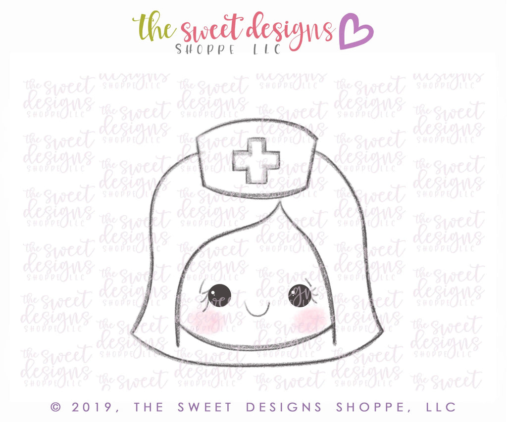 Cookie Cutters - Nurse Face - Straight Hair v2- Cookie Cutter - The Sweet Designs Shoppe - - 2019, ALL, Cookie Cutter, Doctor, MEDICAL, NURSE, NURSE APPRECIATION, Promocode