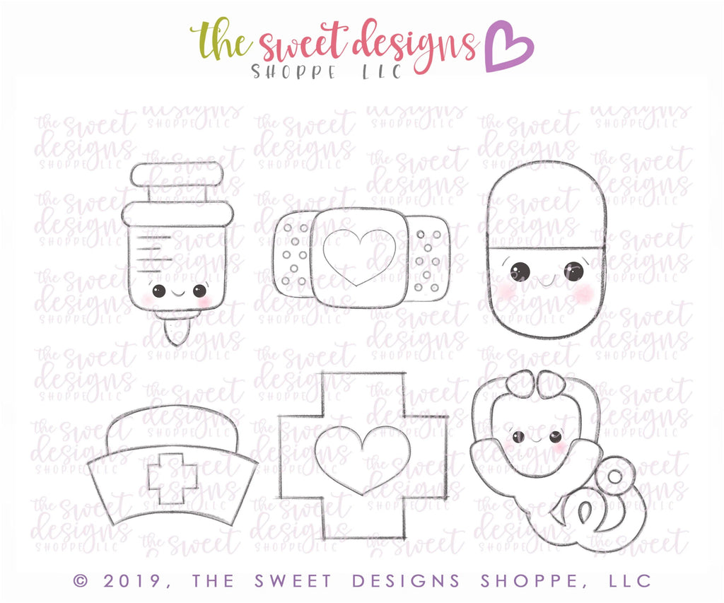 Cookie Cutters - Nurse Mini Set - Cookie Cutters - The Sweet Designs Shoppe - TSDS - - ALL,Cookie Cutter,Doctor,MEDICAL,Mini Set,Mini Sets,nurse,Promocode,Set,sets,STL