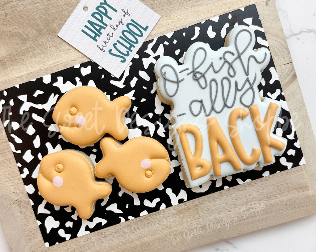 Cookie Cutters - O-fish-ally Back Plaque & Fish Set - Set of 2 - Cookie Cutters - The Sweet Designs Shoppe - TSDS - - ALL,Animal,Animals,Animals and Insects,back to school,Cookie Cutter,Plaque,Plaques,PLAQUES HANDLETTERING,Promocode,regular sets,School,School / Graduation,school supplies,set,STL