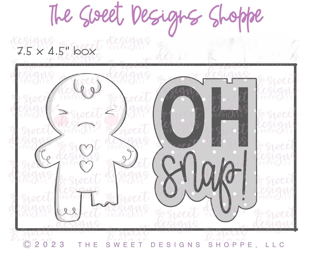 Cookie Cutters - OH snap! Gingerbread boy Set - Set of 2 - Cookie Cutters - The Sweet Designs Shoppe - TSDS - - ALL,beverage,beverages,Christmas,Christmas / Winter,Christmas Cookies,claus,clause,Cookie Cutter,cookies for Santa,Food & Beverages,Food and Beverage,Mini Sets,Mrs Claus,MRS Clause,MrsClaus,MrsClausFace,Plaque,Plaques,PLAQUES HANDLETTERING,Promocode,regular sets,Santa,Santa Claus,Santa Face,set,STL