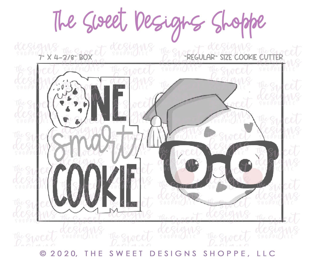 Cookie Cutters - One Smart Cookie Plaque and Grad Cookie Cookie Cutter Set - 2 Piece Set - Cookie Cutters - Sweet Designs Shoppe - - ALL, back to school, Cookie Cutter, Grad, graduations, Mini Set, Mini Sets, Promocode, regular sets, School, School / Graduation, school supplies, set, sets