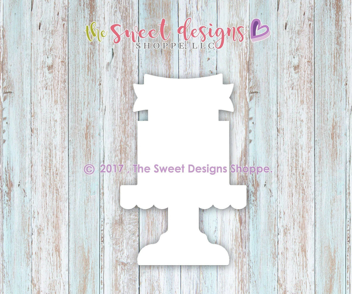 Cookie Cutters - One Tier Cake Stand With Ribbon V2 - Cookie Cutter - The Sweet Designs Shoppe - TSDS - - ALL,Birthday,cake,Cake Stand,celebration,Cookie Cutter,Food,Food & Beverages,Promocode,STL