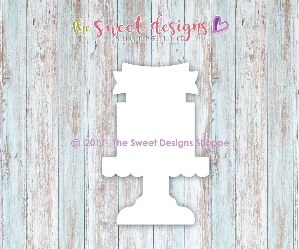 Cookie Cutters - One Tier Cake Stand With Ribbon V2 - Cookie Cutter - The Sweet Designs Shoppe - TSDS - - ALL,Birthday,cake,Cake Stand,celebration,Cookie Cutter,Food,Food & Beverages,Promocode,STL