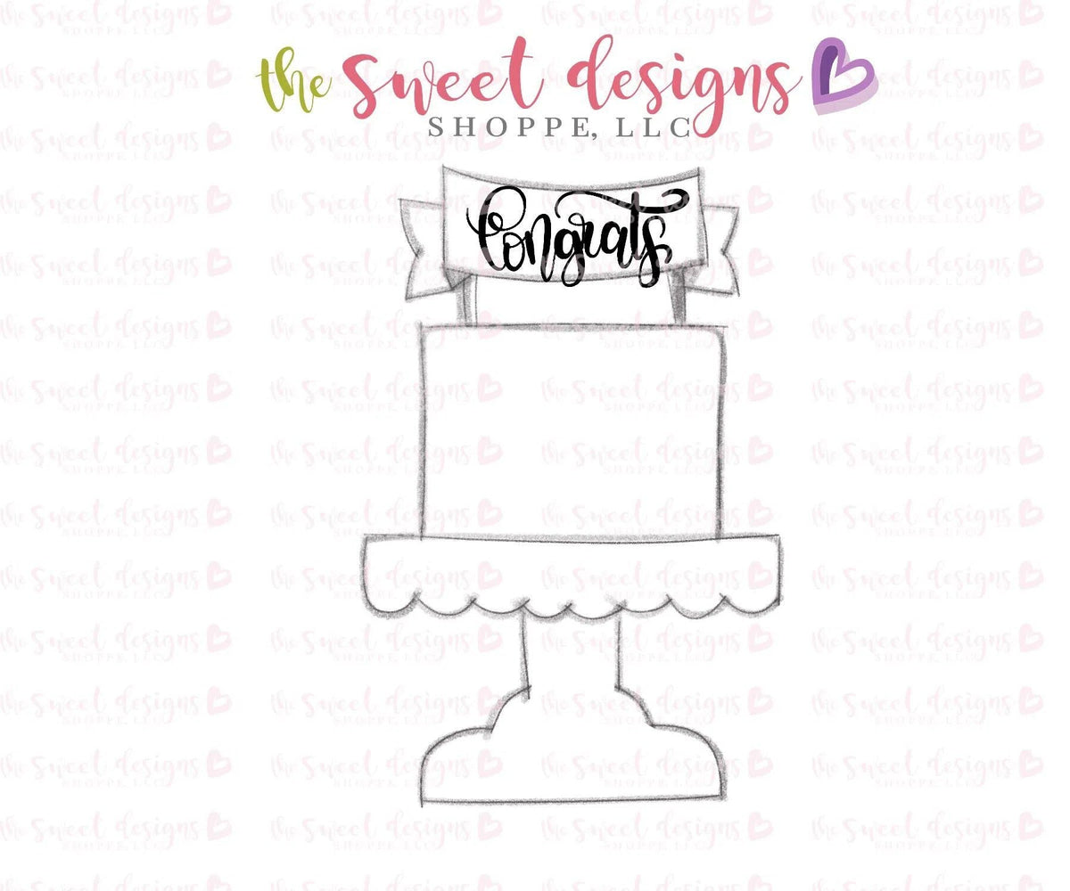 Cookie Cutters - One Tier Cake Stand With Ribbon V2 - Cookie Cutter - The Sweet Designs Shoppe - TSDS - - ALL,Birthday,cake,Cake Stand,celebration,Cookie Cutter,Food,Food & Beverages,Promocode,STL