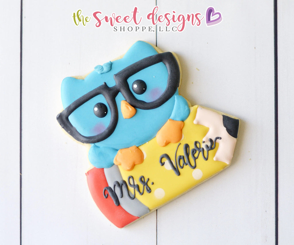 Cookie Cutters - Owl in Pencil v2- Cookie Cutter - The Sweet Designs Shoppe - - ALL, back to school, Color, Cookie Cutter, Customize, Grad, graduations, Plaque, Promocode, School, School / Graduation, school supplies