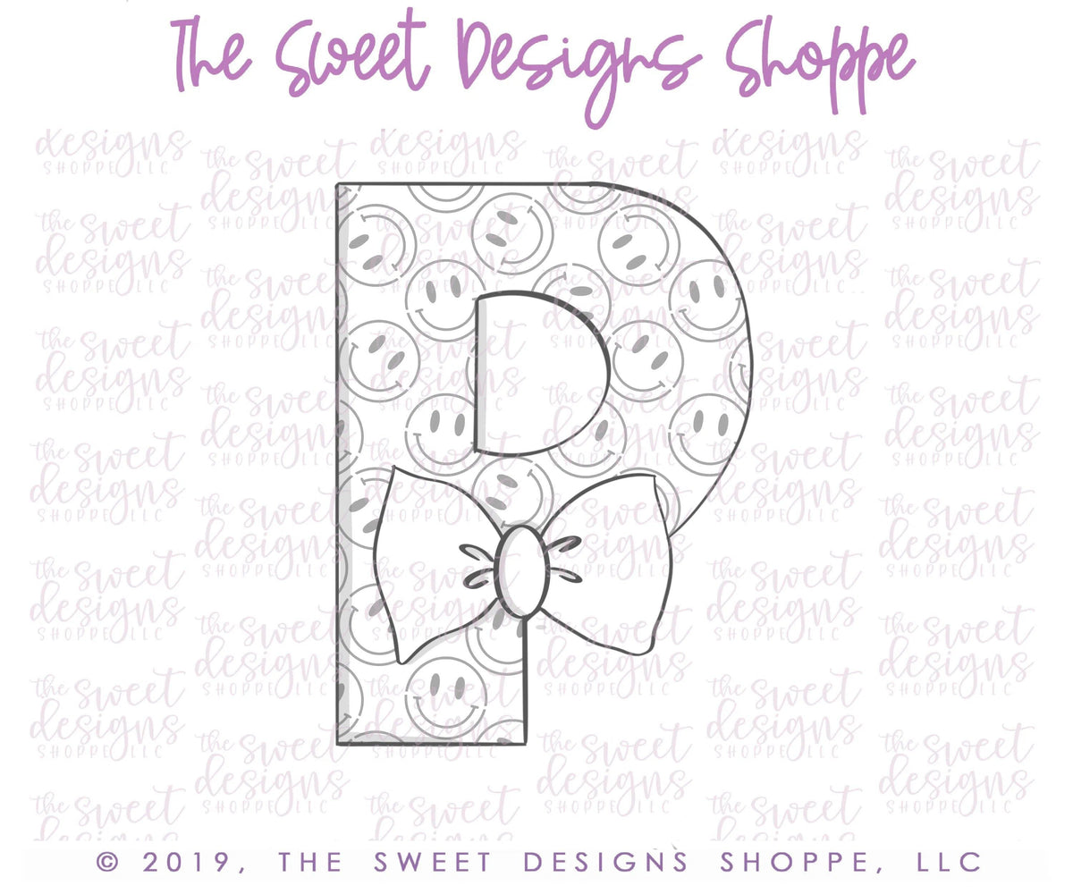 Cookie Cutters - P with Bow Tie - Cookie Cutter - The Sweet Designs Shoppe - TSDS - - ALL,Cookie Cutter,dad,Father,father's day,Fonts,grandfather,Lettering,mother,Mothers Day,Papa,Promocode