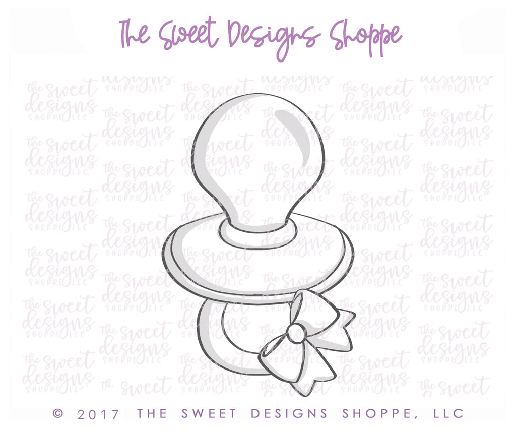 Cookie Cutters - Pacifier with Bow v2- Cookie Cutter - Sweet Designs Shoppe - - ALL, Baby, Baby Bottle, Baby Shower, Cookie Cutter, Promocode