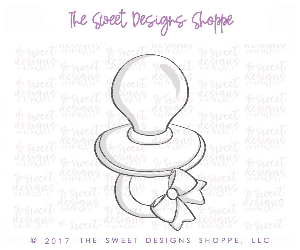 Cookie Cutters - Pacifier with Bow v2- Cookie Cutter - The Sweet Designs Shoppe - - ALL, Baby, Baby Bottle, Baby Shower, Cookie Cutter, Promocode