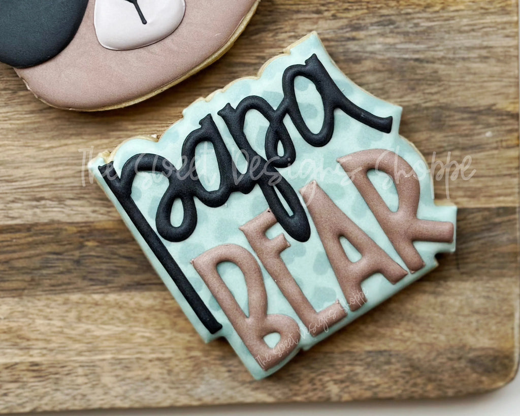 Cookie Cutters - Papa Bear Plaque - Cookie Cutter - Sweet Designs Shoppe - - ALL, Cookie Cutter, dad, Father, Fathers Day, grandfather, Grandpa, handlettering, Plaque, Plaques, PLAQUES HANDLETTERING, Promocode