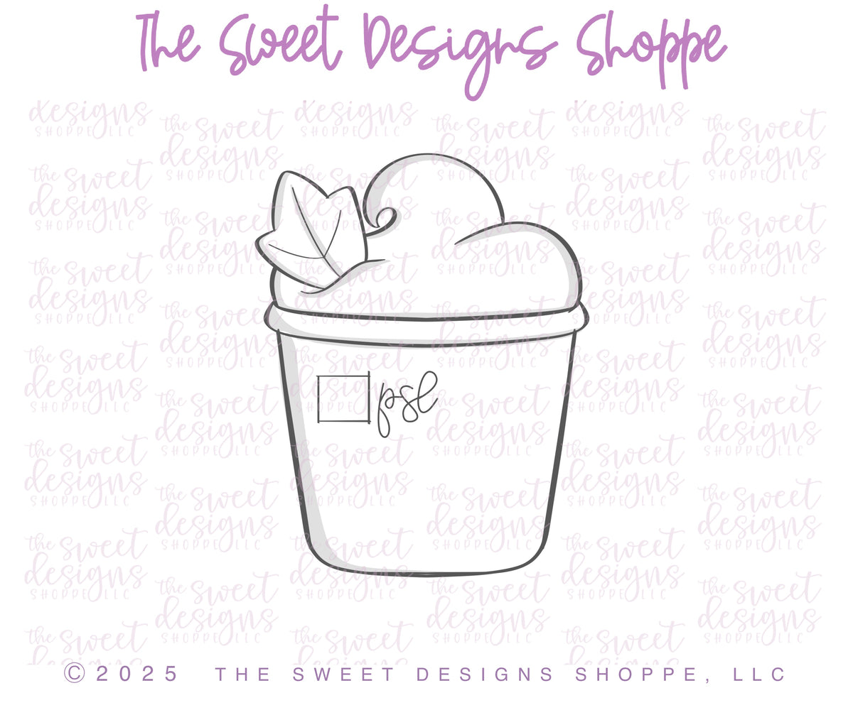 Cookie Cutters - Paper Coffee with Leaf - Cookie Cutter - The Sweet Designs Shoppe - TSDS - - ALL,Coffee,coffee paper cup,coffee with leaf,Cookie Cutter,Fall / Thanksgiving,Misc,Miscellaneous,paper coffee with leaf,Promocode,STL