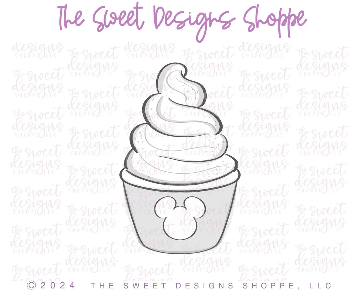 Cookie Cutters - Park Dole Whip - Cookie Cutter - The Sweet Designs Shoppe - TSDS - - ALL,Birthday,cone,Cookie Cutter,Food,Food & Beverages,Food and Beverage,Ice Cream,icecream,kids,mouse,Promocode,STL,Summer,Sweets,Theme Park,valentine,valentines